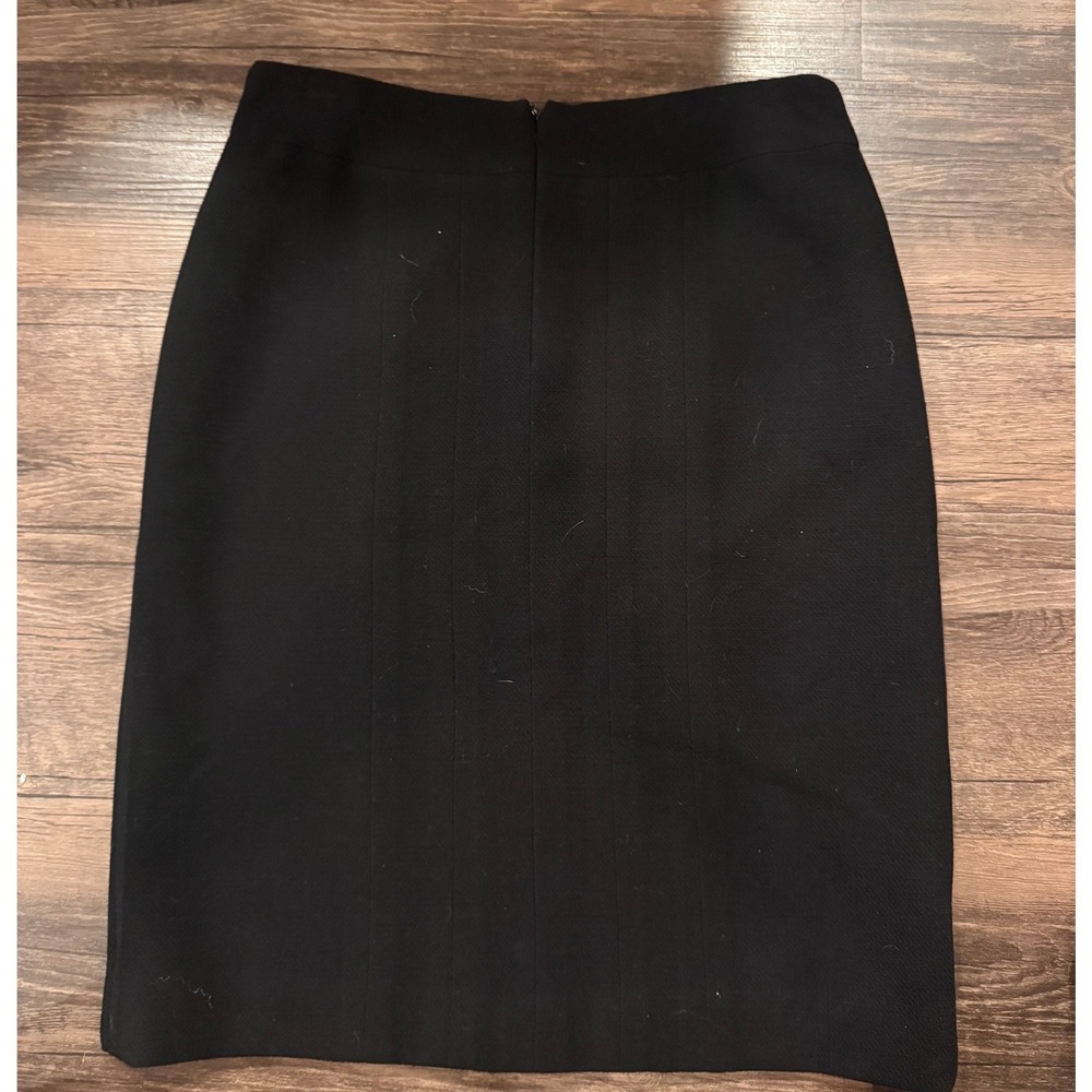 Chanel Tweed Black Wool Silk Lined Pencil Skirt Vintage Size 38 P21856